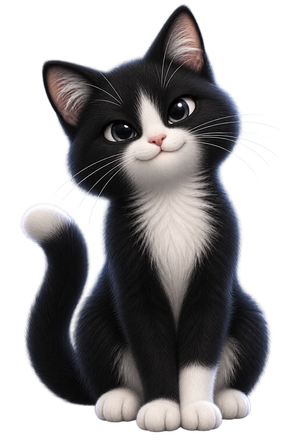 Cute black and white cat mascot